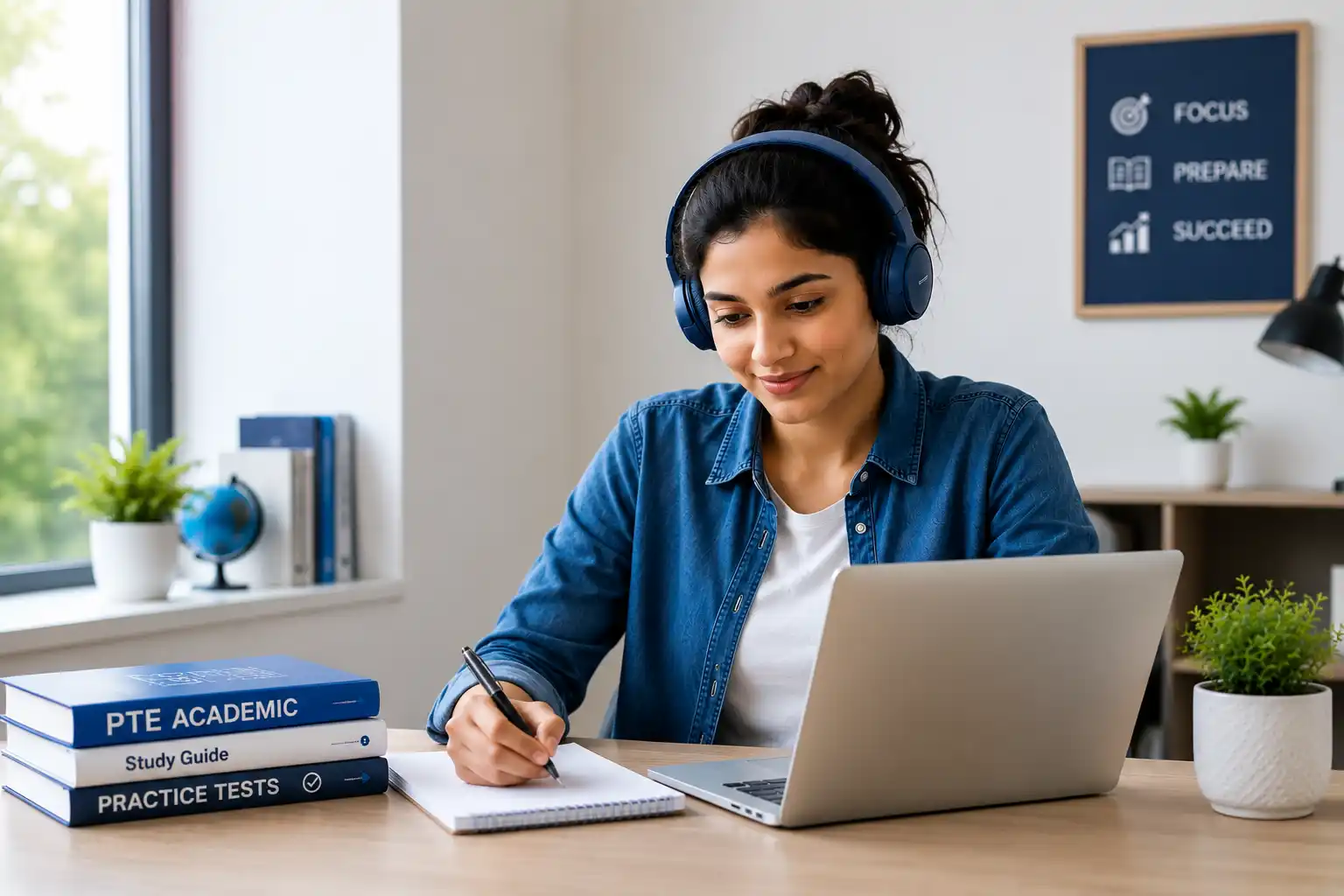Student preparing for the PTE test online